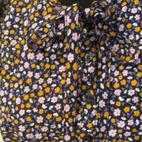 Draper James Floral Shift Dress – Tie Neck, Flounce Hem, Size XS - Picture 3 of 5